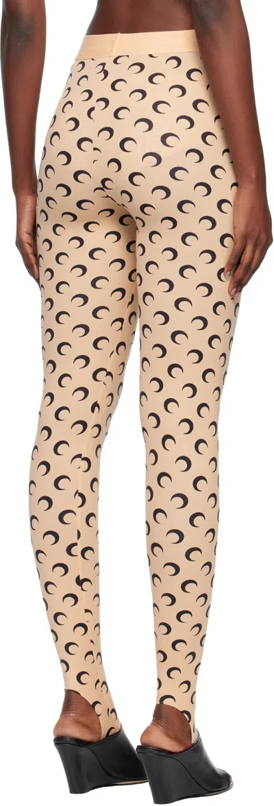 Marine Serre High-waisted Leggings With Crescent Moon Pattern In Brown