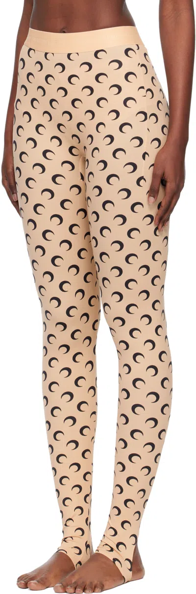 Marine Serre High-waisted Leggings With Crescent Moon Pattern In Brown