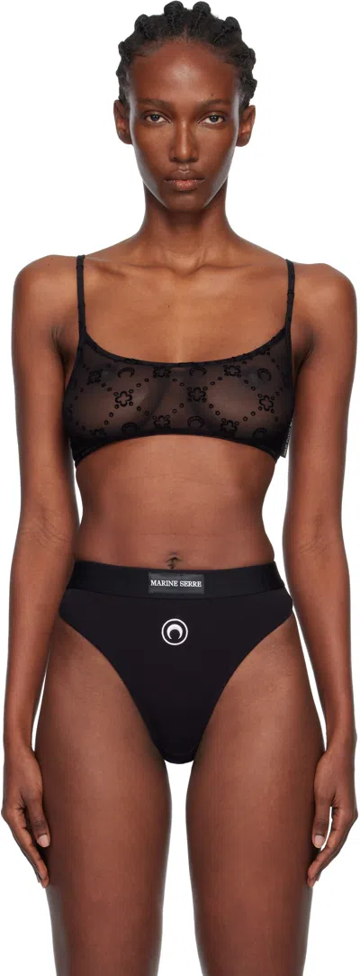 Marine Serre Recycled Mesh Flock Bralette Clothing In Black