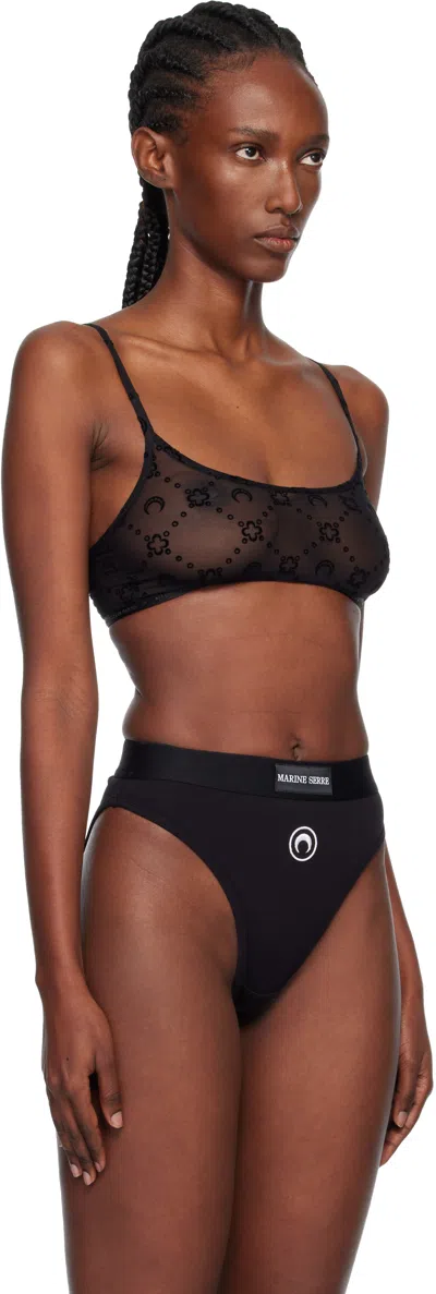 Marine Serre Recycled Mesh Flock Bralette Clothing In Black