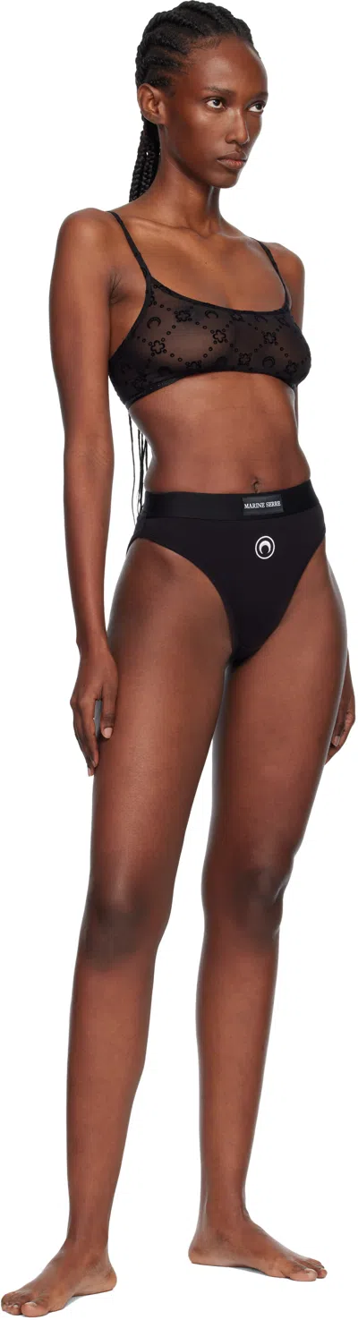 Marine Serre Recycled Mesh Flock Bralette Clothing In Black