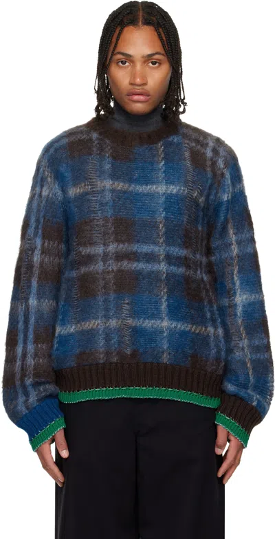 Sacai Plaid Mohair Sweater In Multi