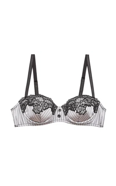 Fleur Du Mal Executive Underwire Silk Trim Balconette Bra In Black