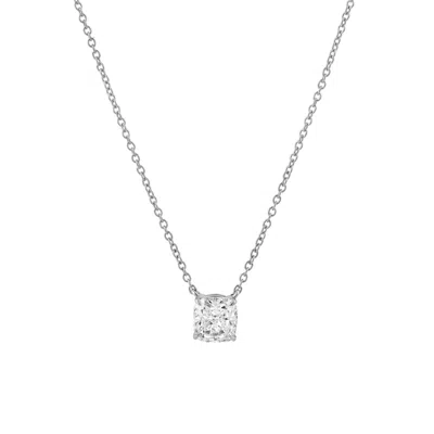 Luvmyjewelry Cushion Chic 14k Gold Lab Grown Diamond Necklace - 0.75 Ct In Gray