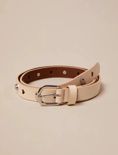 Lucky Brand White Cutout Heart Belt In Brown