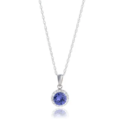Maxcolor Sterling Silver Crystal Halo Pendant Necklace In Metallic