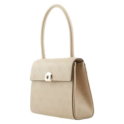Tory Burch T Monogram Leather Small Deville Bag In Neutral