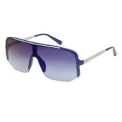 Guess Factory Smoke Mirror Shield Men's Sunglasses Go00054 90c 00 In Blue