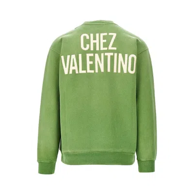 Valentino Cotton S Graphic Print Sweater In Green