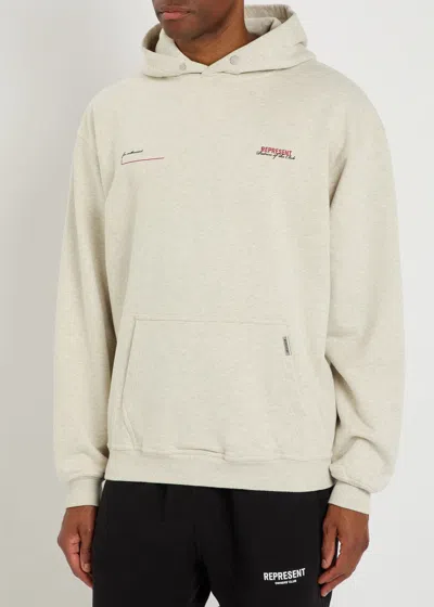 Represent Patron Of The Club Logo Hooded Cotton Sweatshirt In Neutral