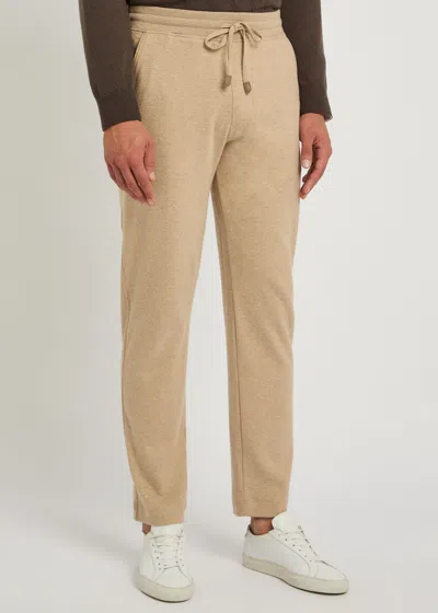 Canali Slim Straight-leg Cotton And Cashmere-blend Trousers In Brown