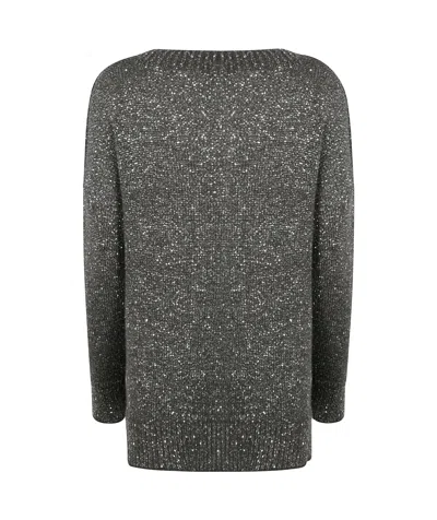 D Exterior D. Exterior Boatneck Sequins Soft Long Sweater In Gray
