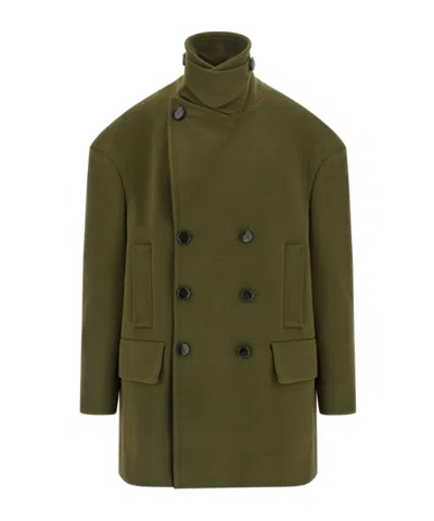 Namacheko Double-breasted Coat Featuring Structured Shoulders In Green