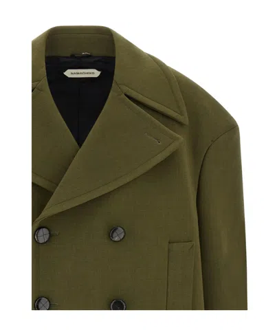 Namacheko Double-breasted Coat Featuring Structured Shoulders In Green