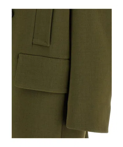 Namacheko Double-breasted Coat Featuring Structured Shoulders In Green