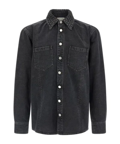 Namacheko Braided Long Sleeve Shirt With Quilted Collar In Black