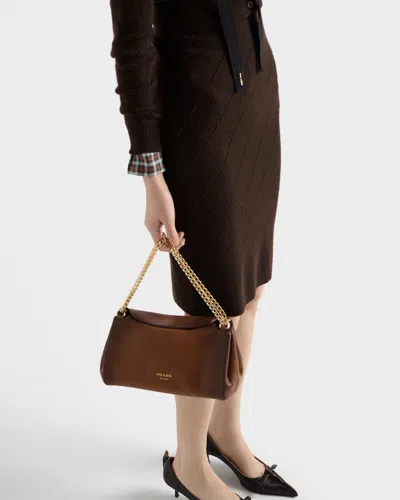 Prada Diamond-pattern Midi Skirt In Brown