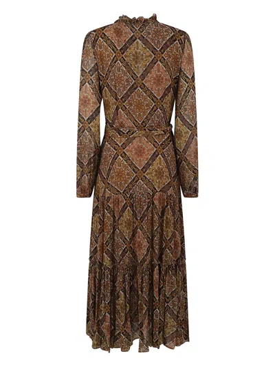 Etro Ruffled Floral-print Dress In Brown