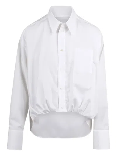 Ssheena Choco Folded-front Chest-pocket Shirt In White