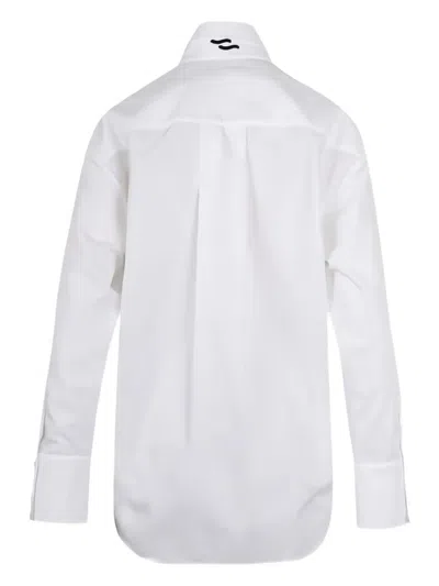 Ssheena Choco Folded-front Chest-pocket Shirt In White