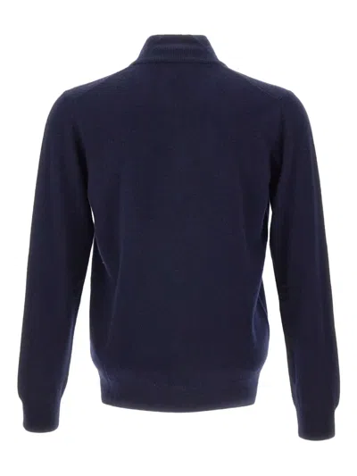 Della Ciana Zip Stand-up Collar Sweater In Blue