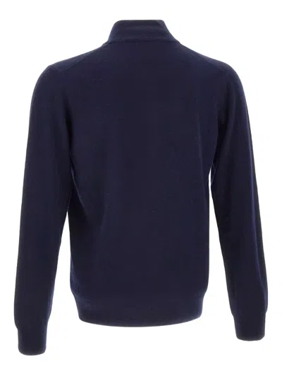 Della Ciana Zip Stand-up Collar Sweater In Blue