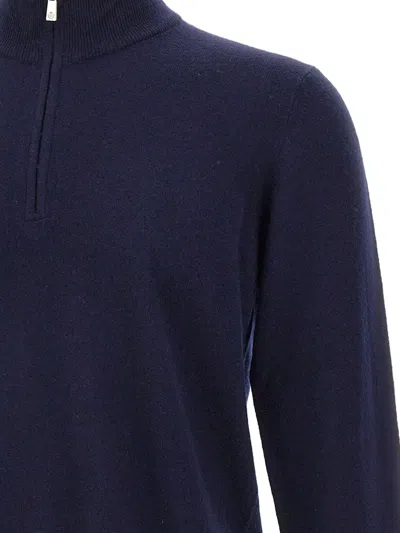 Della Ciana Zip Stand-up Collar Sweater In Blue