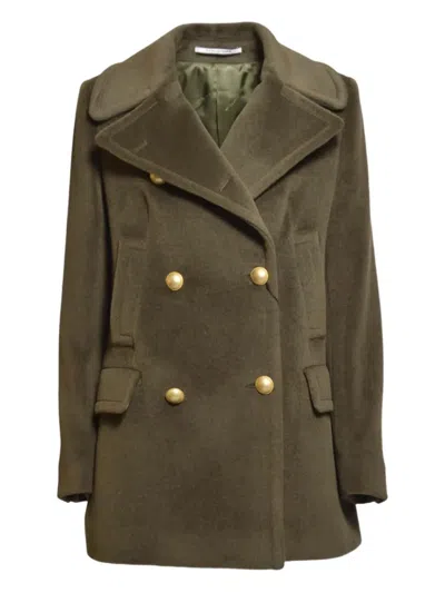 Tagliatore Double-breasted Wool Short Coat In Brown