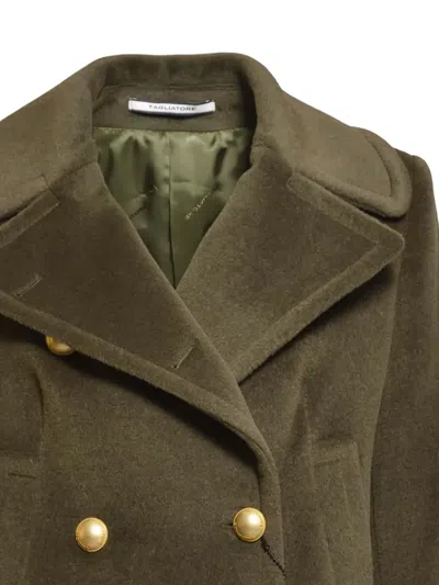 Tagliatore Double-breasted Wool Short Coat In Brown