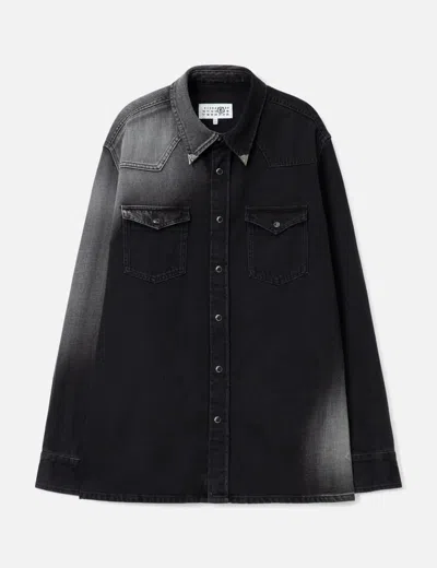 Mm6 Maison Margiela Western Style Denim Shirt Pockets In Black