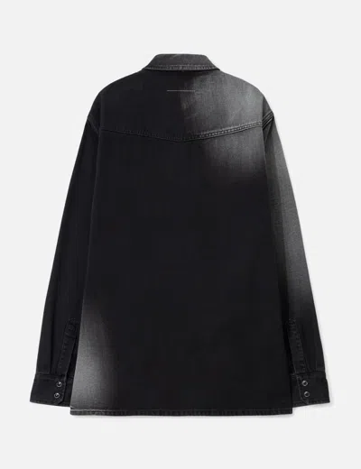 Mm6 Maison Margiela Western Style Denim Shirt Pockets In Black