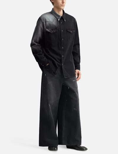 Mm6 Maison Margiela Western Style Denim Shirt Pockets In Black