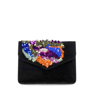 Essentiel Antwerp Intensify Sequins Beads Clutch Bag In Black