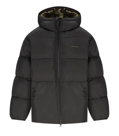 Carhartt Wip Toronto Camo Duck Black Hooded Padded Jacket In Black