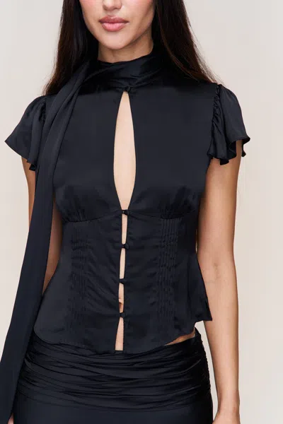 Danielle Guizio Ny Ara Satin Top In Black