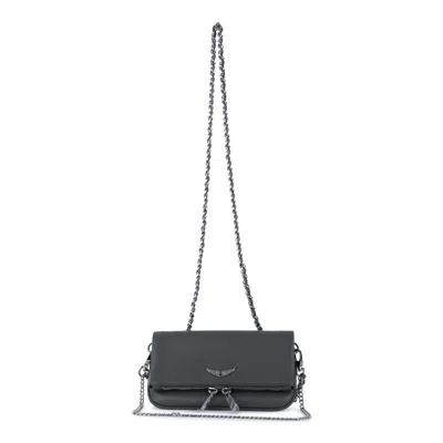 Zadig & Voltaire Black Leather Rock Nano Shoulder Bag In Black