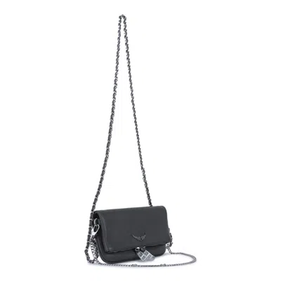 Zadig & Voltaire Black Leather Rock Nano Shoulder Bag In Black