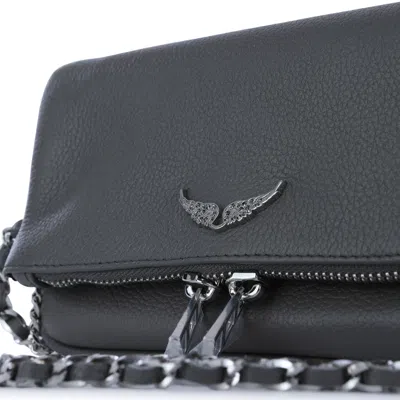 Zadig & Voltaire Black Leather Rock Nano Shoulder Bag In Black