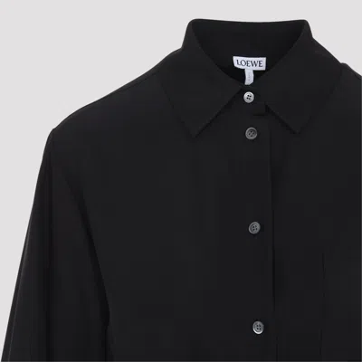 Loewe Waist Tie Long Sleeve Blouse In Black