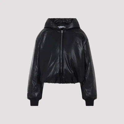 Acne Studios Hooded Faux Leather Jacket A90654le R In Black