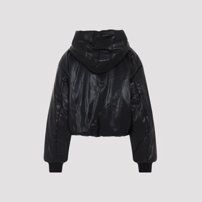 Acne Studios Hooded Faux Leather Jacket A90654le R In Black
