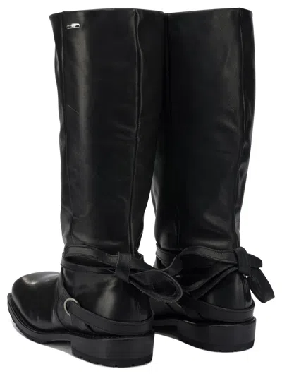 Our Legacy Knee-high Leather Boots Buckle Strap In Black