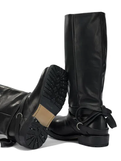 Our Legacy Knee-high Leather Boots Buckle Strap In Black