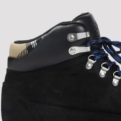 Burberry Suede Ankle Boots Padded Collar In Black