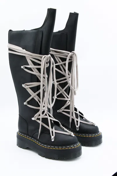 Dr. Martens X Rick Owens Black Leather 1b60 Pentalace Boots In Black