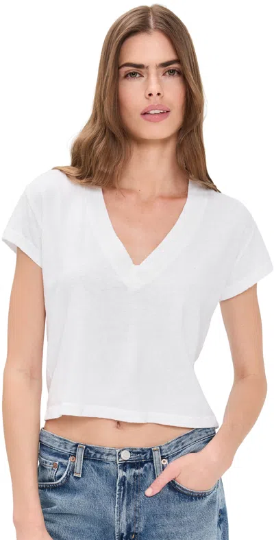 Perfectwhitetee Alanis Recycled Cotton V Neck Tee White In White