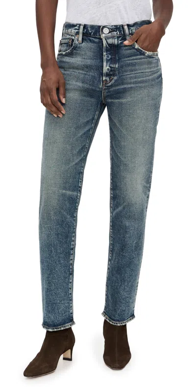 Moussy Vintage Fellsmere Straight Jeans Dark Blue In Blue