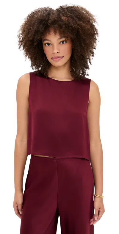 Leset Barb Crop Sleeveless Crew Tank Bordeaux In Burgundy