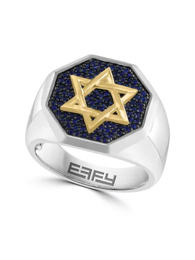 Effy Men's 14k Goldplated Sterling Silver & Sapphire Ring In Silver