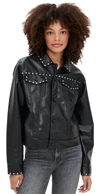 Mother The Bruiser Faux Leather Biker Jacket Black